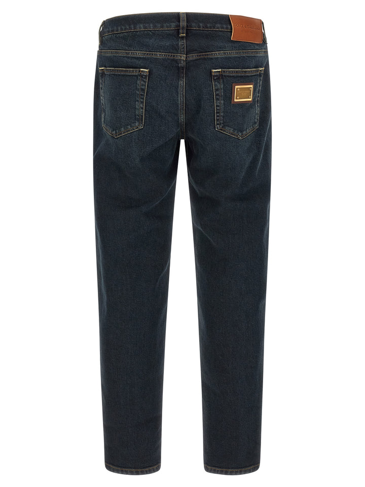 Dolce & Gabbana Logo Plaque Jeans - Blue | 56081bb3a45e8fbd35897f9db7a5b44996b97456