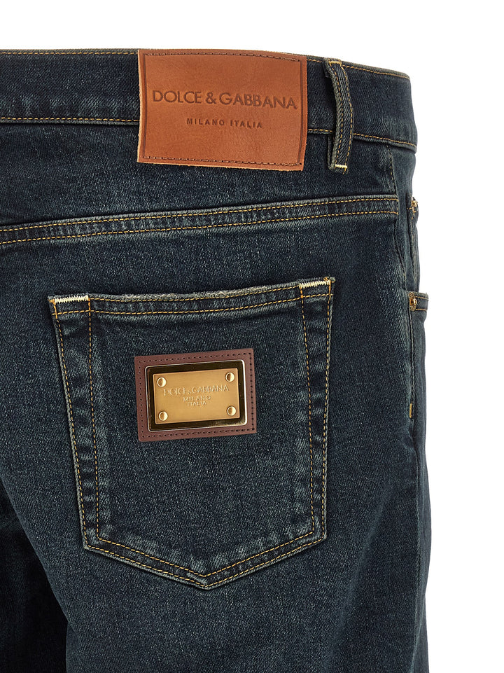 Dolce & Gabbana Logo Plaque Jeans - Blue | 10488cb8150b9f9bcf7bfd8d6e1c0dfd8b571e63