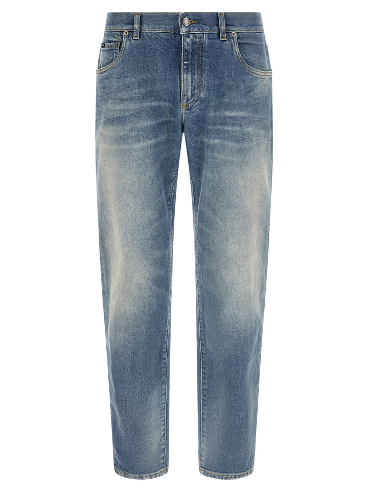 Dolce & Gabbana Logo Plaque Jeans - Blue | 4266d0d2e243f76e00db57378a54631c40fa5350