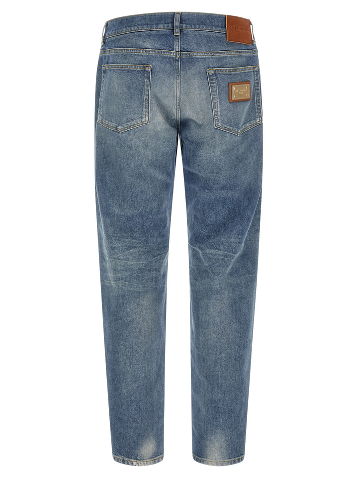 Dolce & Gabbana Logo Plaque Jeans - Blue | d0089e9366d5fb09e6315783e17dd8c42c23f8c7
