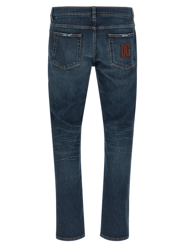Dolce & Gabbana Logo Patch Jeans - Blue | f1e9c8b885cc5498dfa56164741369b0ed79ee8c
