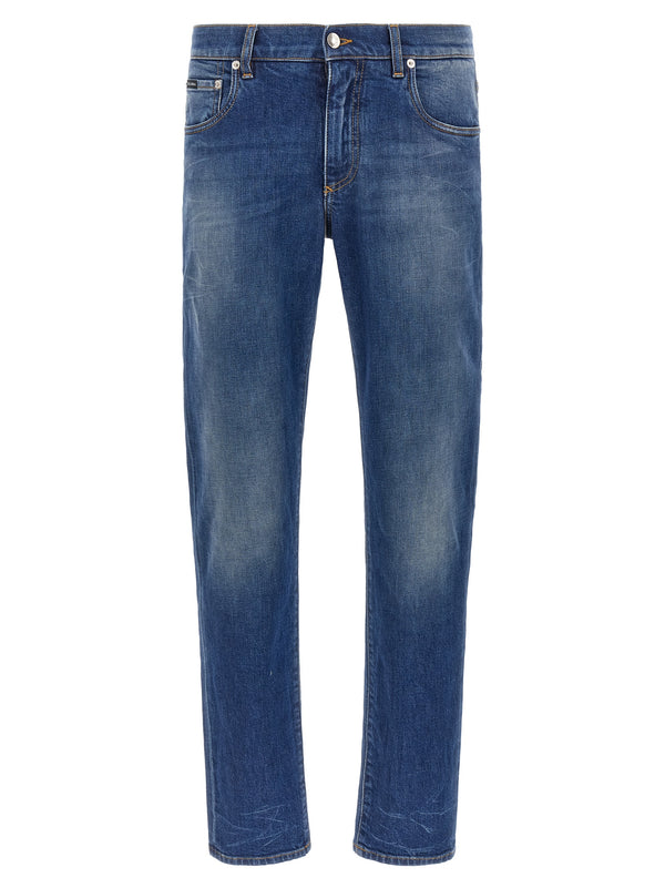 Logo Embroidery Jeans Blue