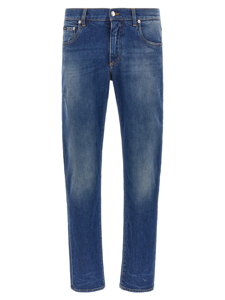 Dolce & Gabbana Logo Embroidery Jeans - Blue | cfb3e0db0618f4855191fb5300b7a465dd88b565