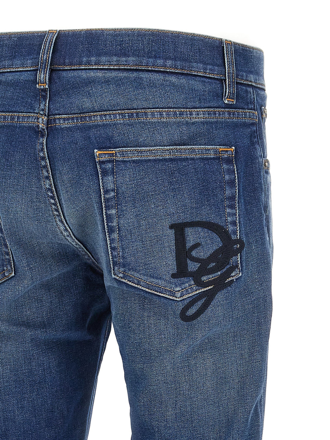 Logo Embroidery Jeans Blue