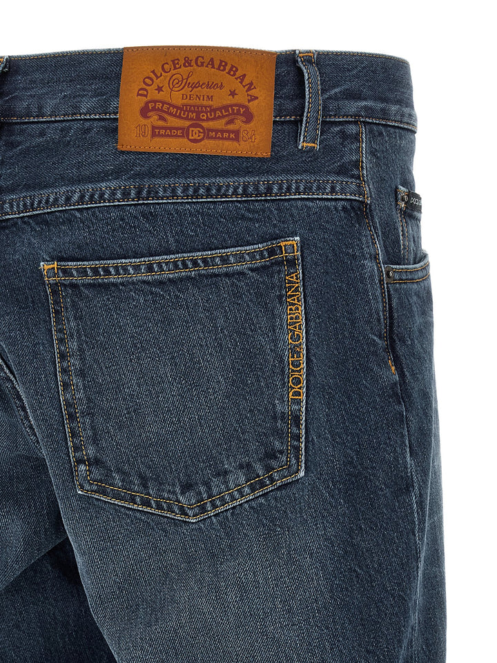 Dolce & Gabbana Logo Embroidery Jeans - Blue | d26e31881abefd1c04e1a947c7c80396a6492bf1