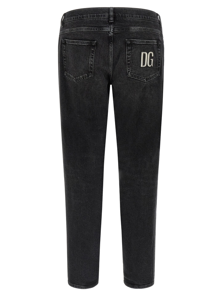 Dolce & Gabbana Patch Dg Jeans - Black | fa483ee13e1eda8f0d82735efad47daac73c487f