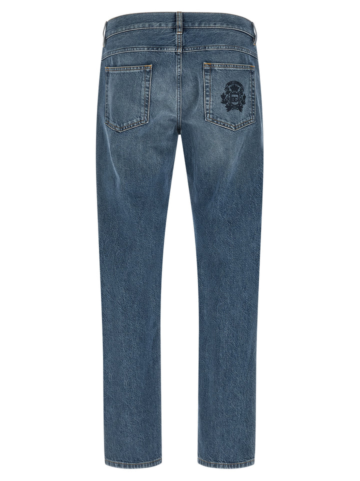 Dolce & Gabbana Heraldic Embroidery Jeans - Blue | 1785baa4f720c10d56dd040114e555d0ce100e64