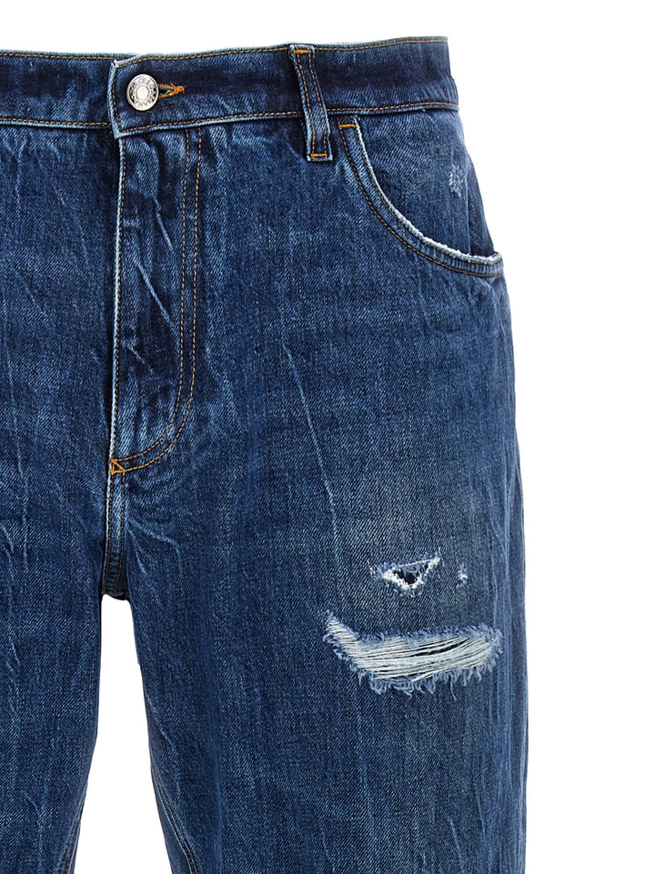 Logo Embroidery Jeans Blue