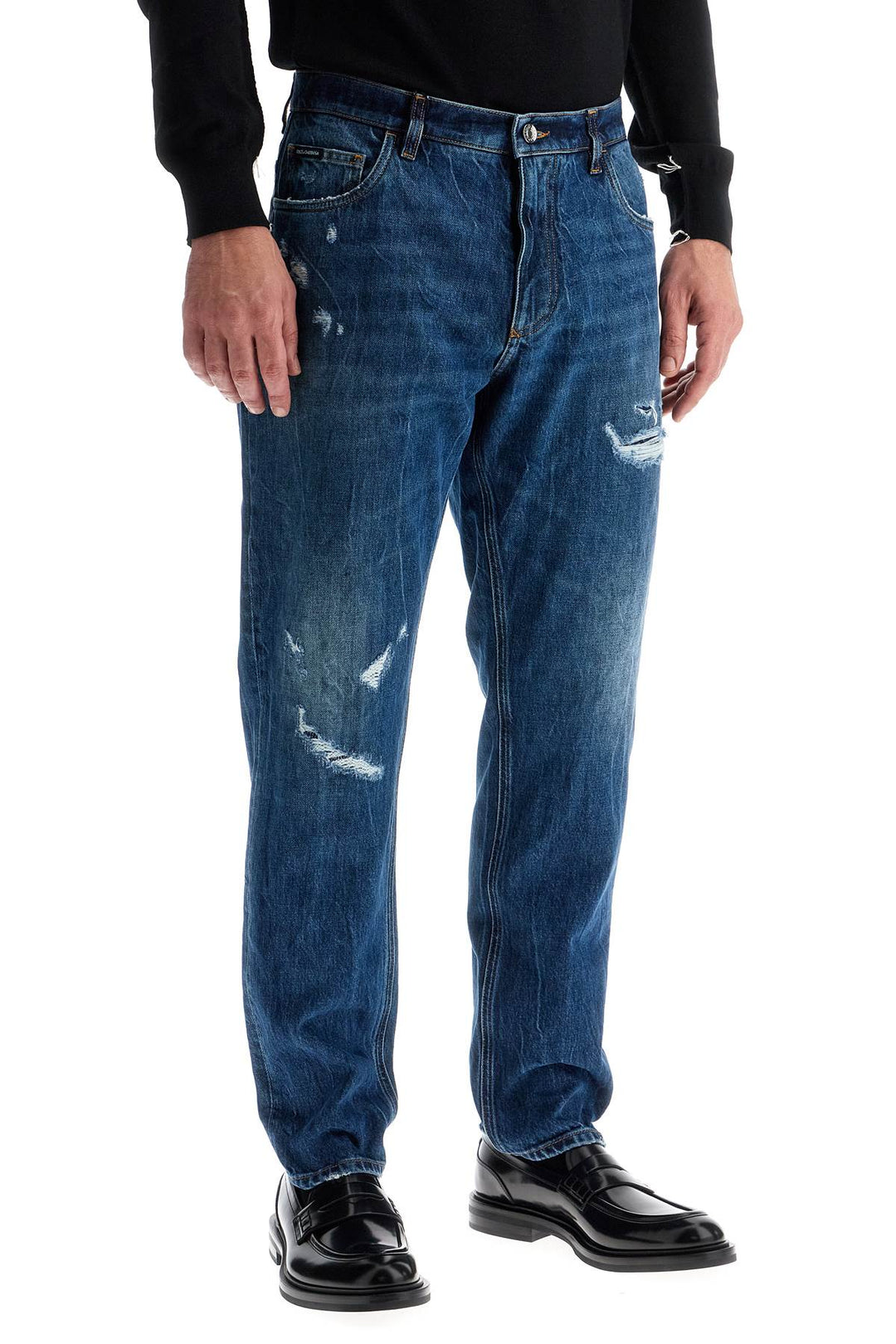 Jeans Loose In Denim Distressed