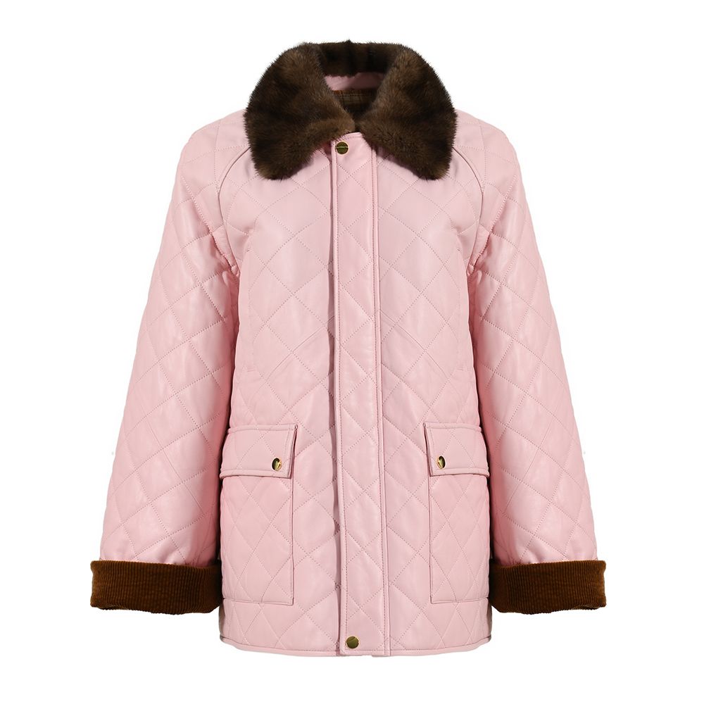 Molly Pink Leather and Mink Jacket