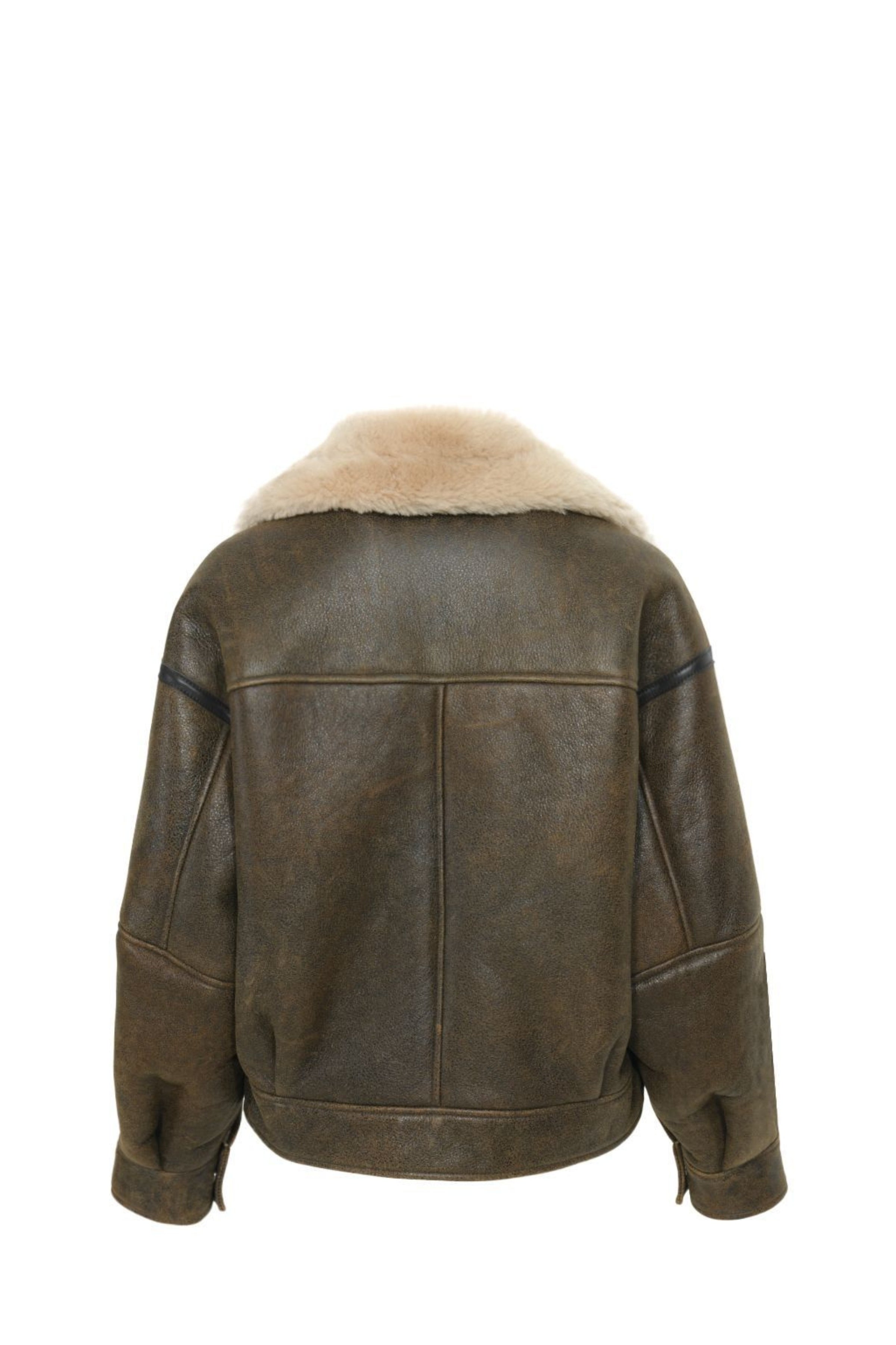 Brown Leather Jean Jacket Man