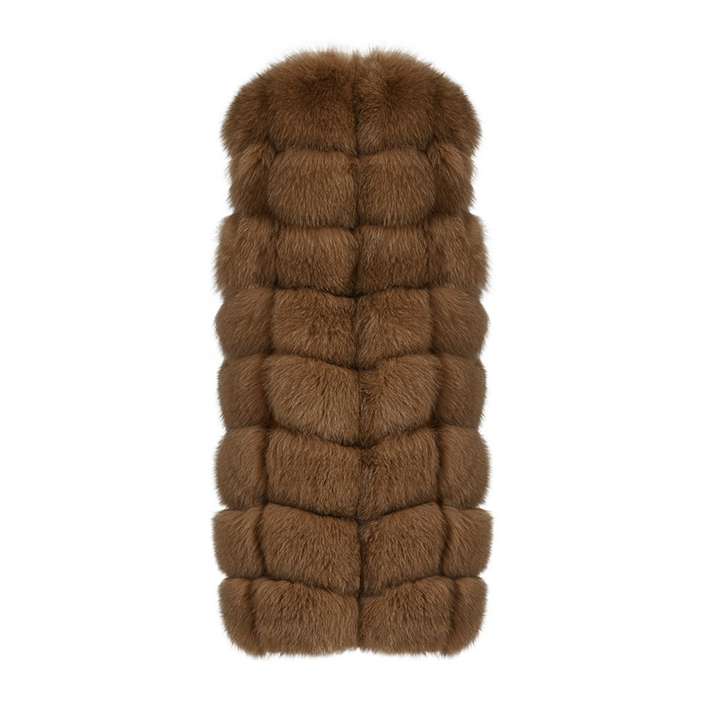 Loki Brown Vest in Fox Fur