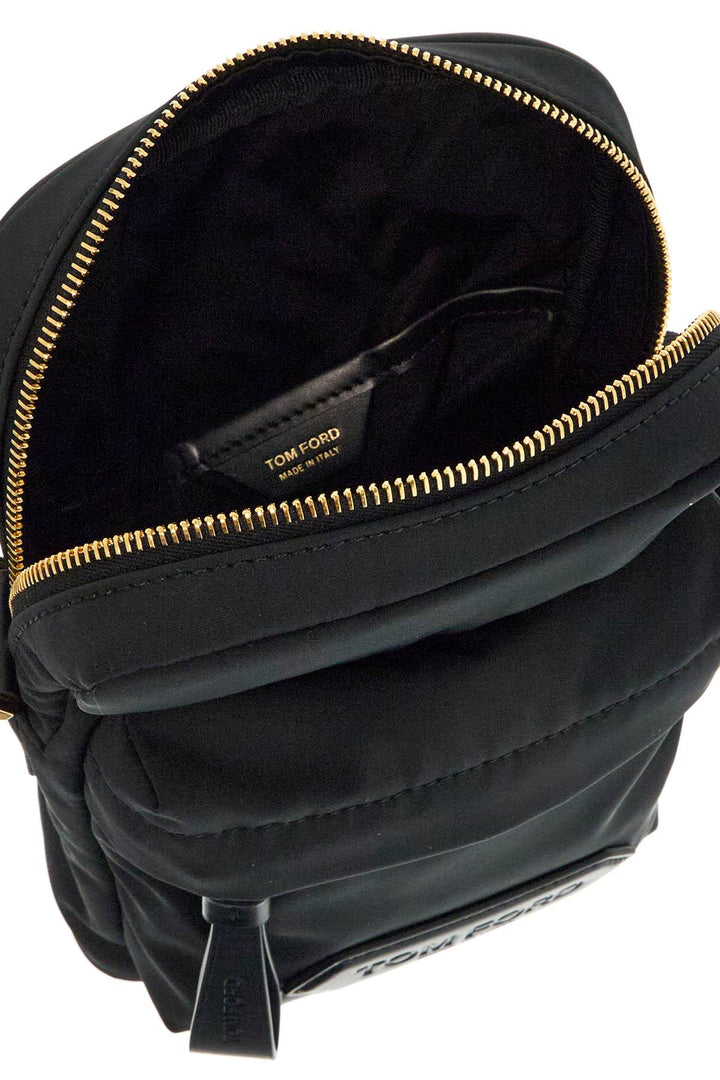 Elegant Black Leather And Polyester Messenger Bag With Adjustable Shoulder Strap