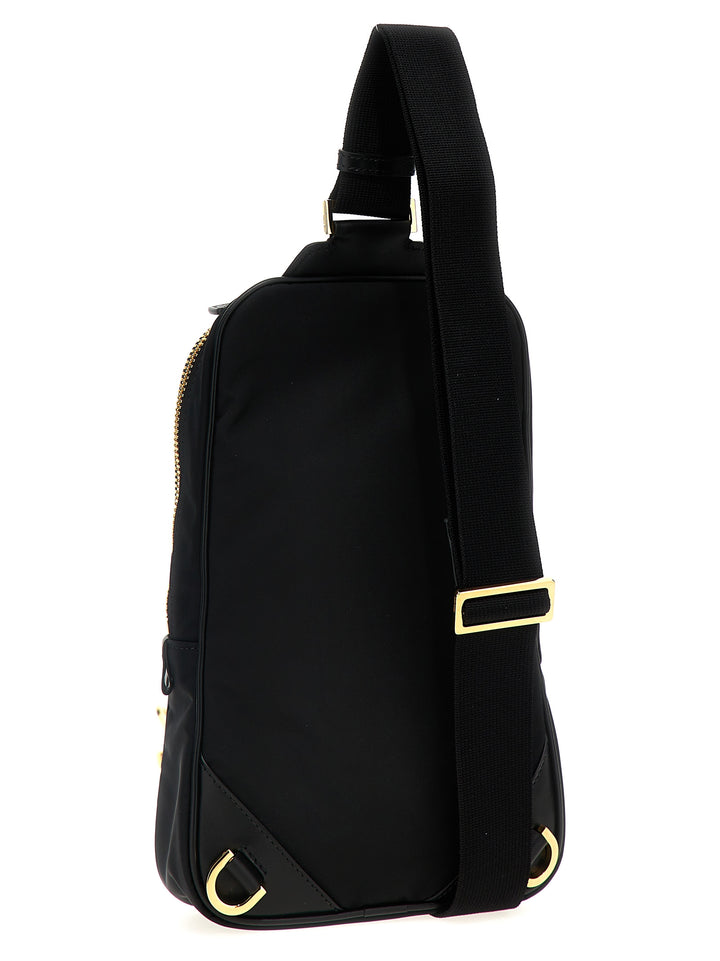 Logo Nylon Shoulder Strap Crossbody Bags Black