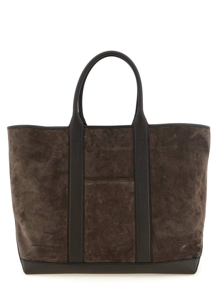 Tom Ford Suede Shopping Bag Tote Bag - Brown | 13d951b73c0b638e3217e58f12cc73cf177edc4d
