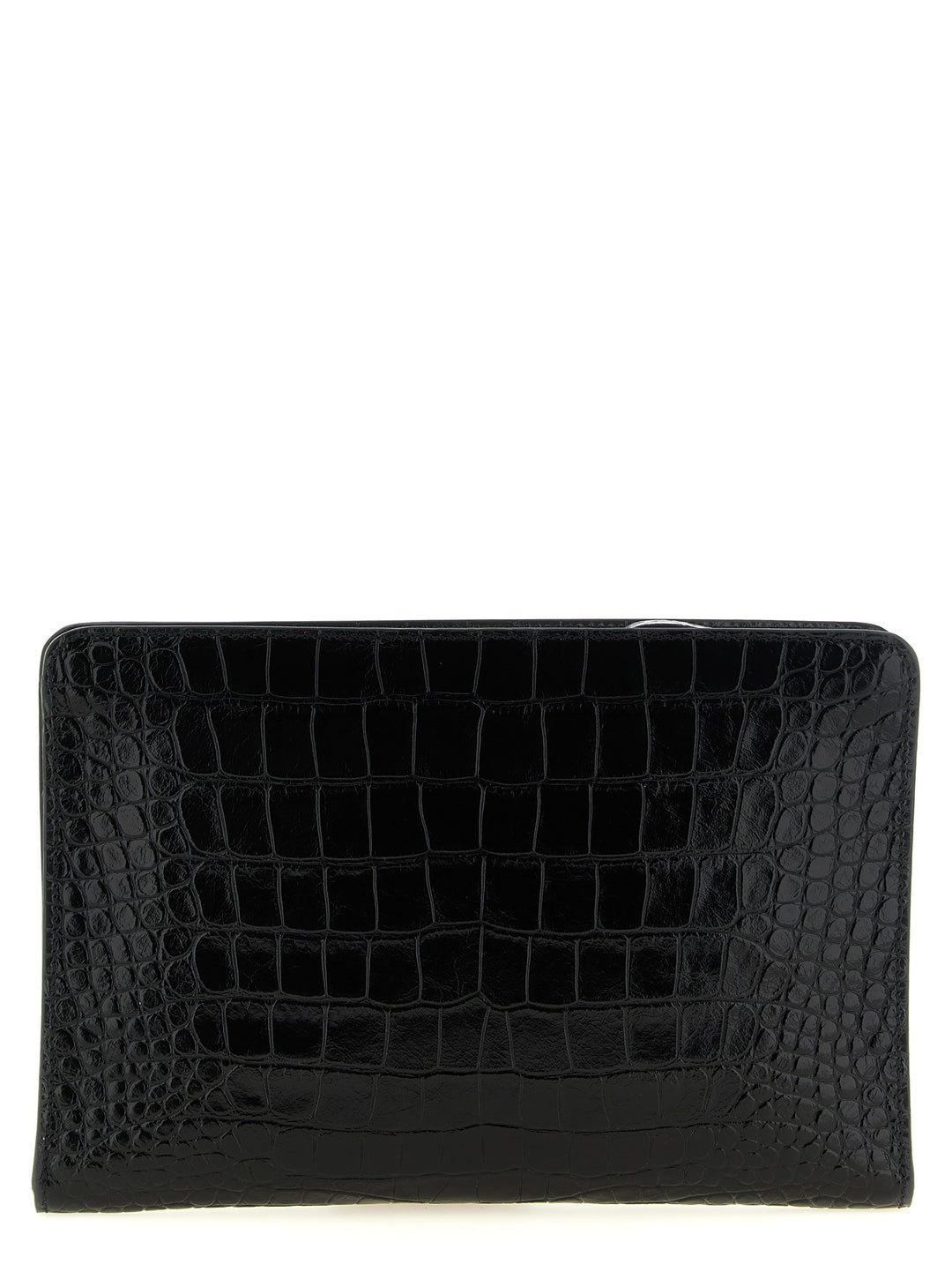 Tom Ford Croc Print Leather  Bag Clutch - Black | e5240b8666b3d8f0acc5ea3e393db9f9e08f2e88