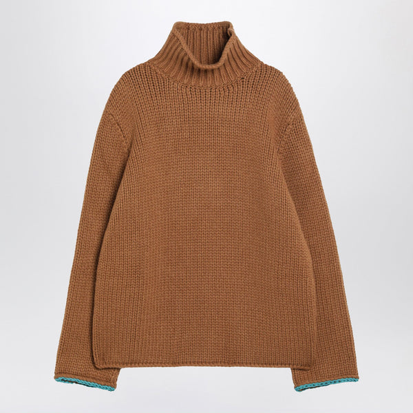 Brown Wool Turtleneck Sweater