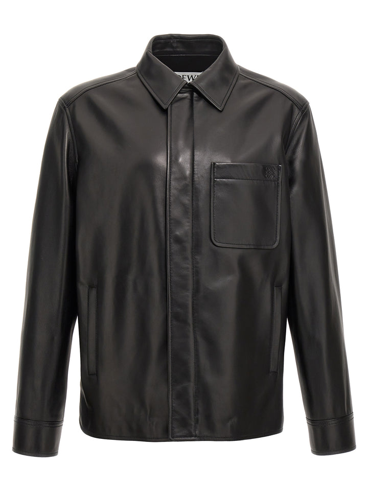 Leather Overshirt Shirt, Blouse Black