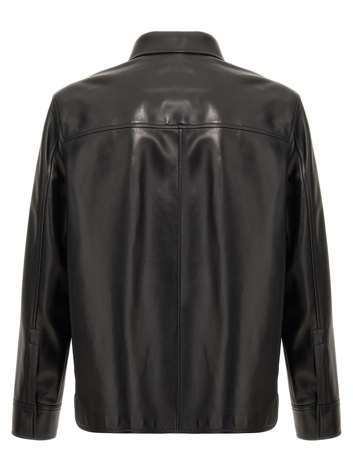 Leather Overshirt Shirt, Blouse Black