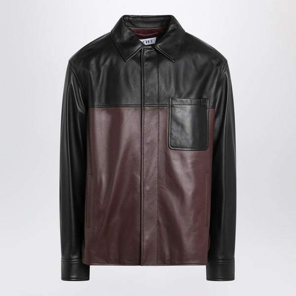 Black/Burgundy Leather Overshirt