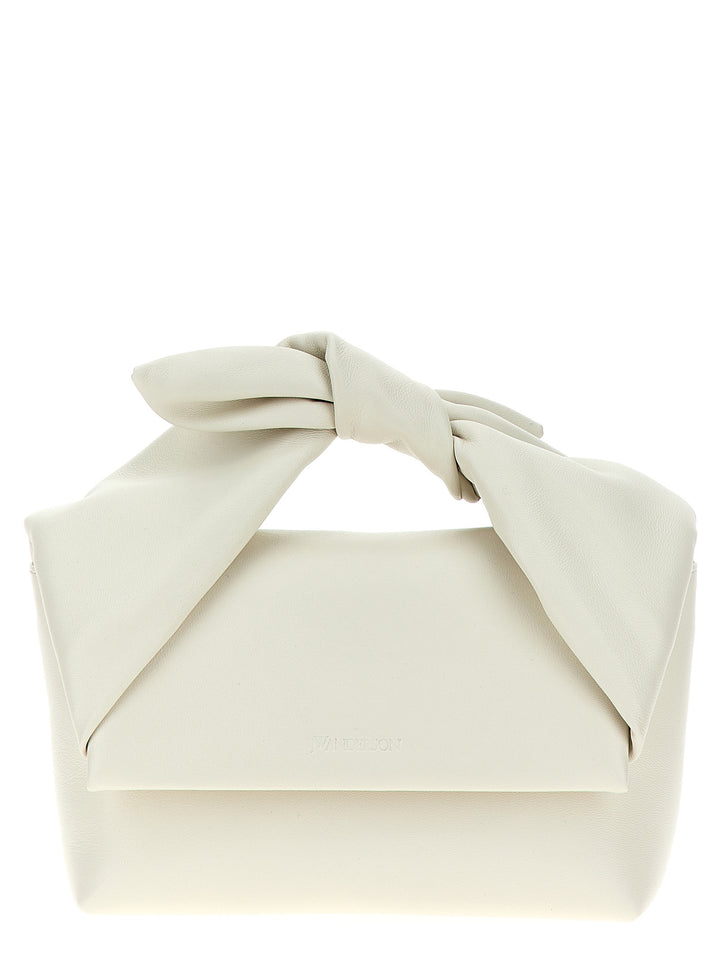 Bow Twister Midi Hand Bags White