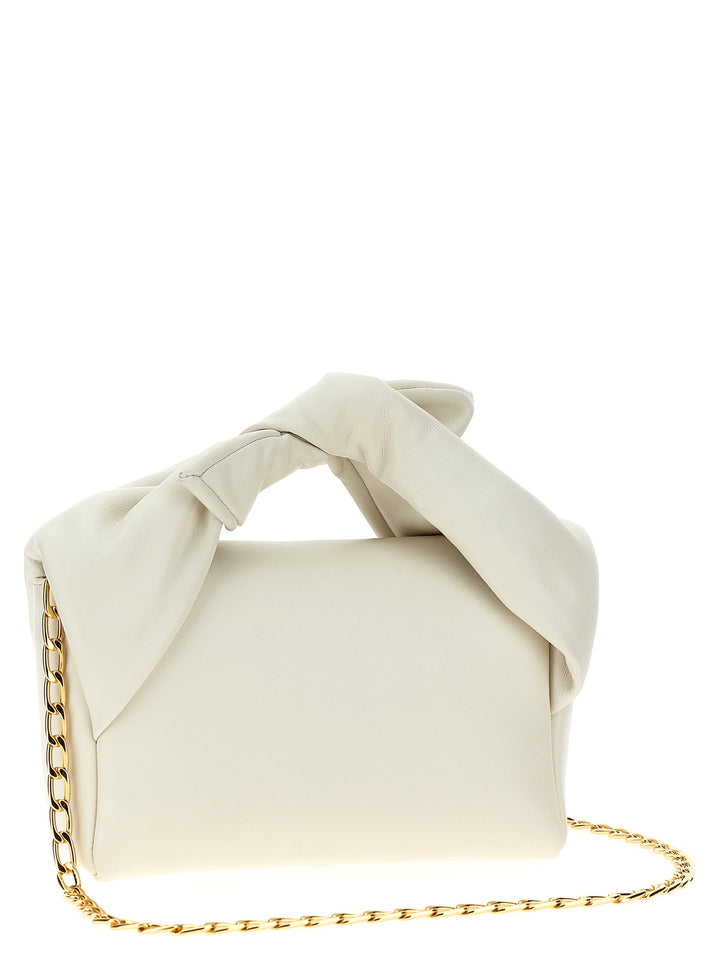 Bow Twister Midi Hand Bags White