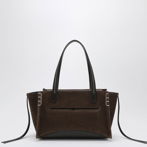 Elongated Loafer Cabas Bag In Brown Suede