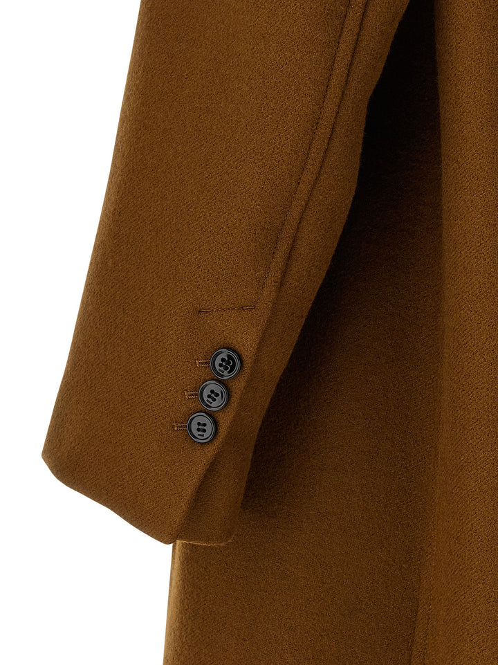 Ami Paris Double-Breasted Coat Coats and Trench Coats - Brown | 8a2ba347fd5a0b87761f970fe0f9eadee3b02846
