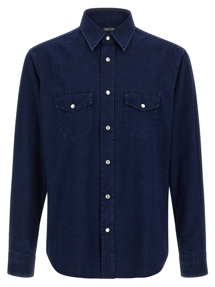 Tom Ford Western Shirt and Blouse - Blue | eeeb795f6c578754192fe94e37172851c6ee6973