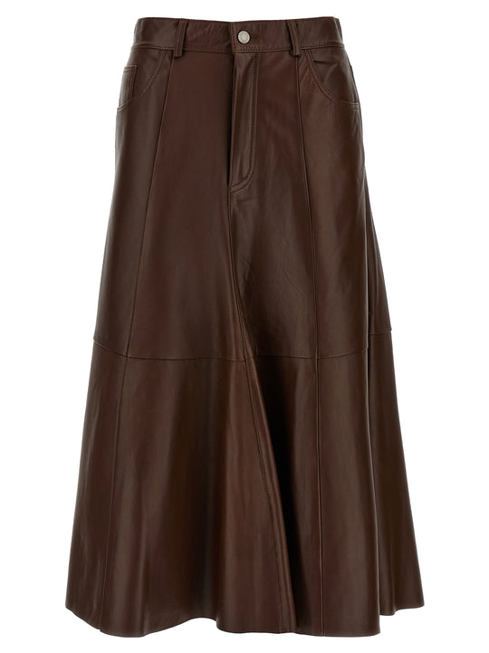 Mid Serenity Leather Skirts Brown