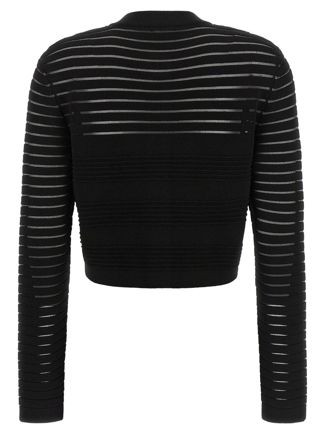 Balmain Semi-Transparent Stripes Cardigan Sweaters and Cardigans - Black | 22c5faf7e4447d8d6ceeb7ad7cb77155e9e08bc5