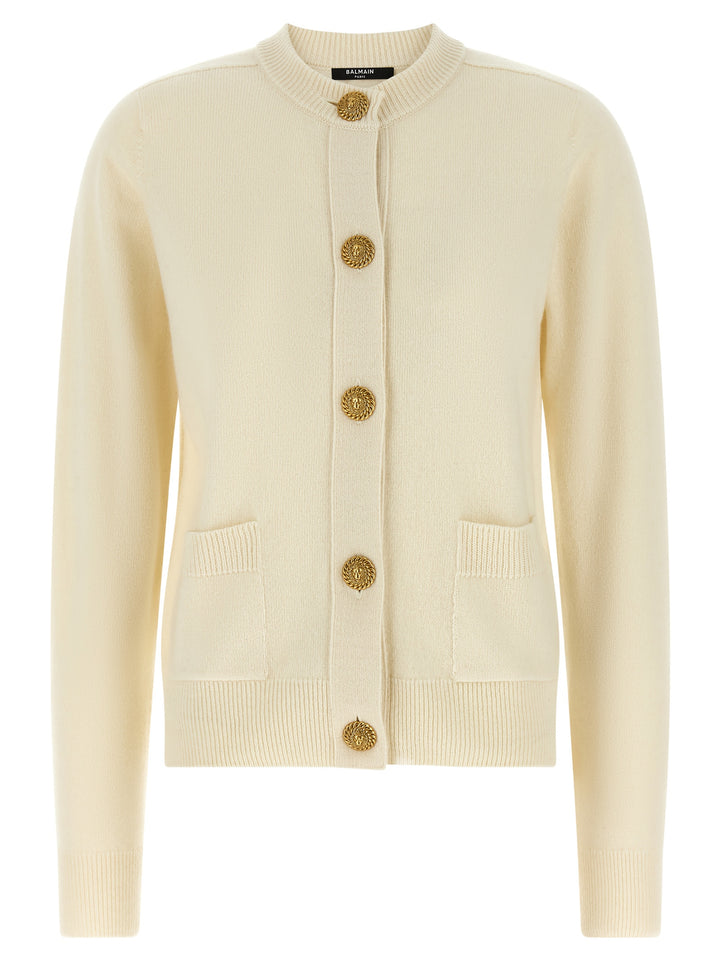 Balmain Eco-Cashmere Cardigan Sweaters and Cardigans - White | 84499528dc64f91e07e143be28f9b71ce288b616