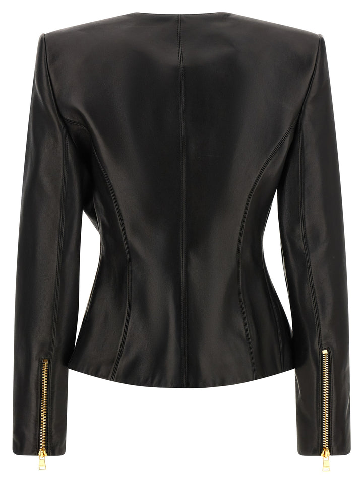 Balmain Leather Jacket Puffer Jackets - Black | a9e747ed8d35ca8346650876b8456d3de754062a