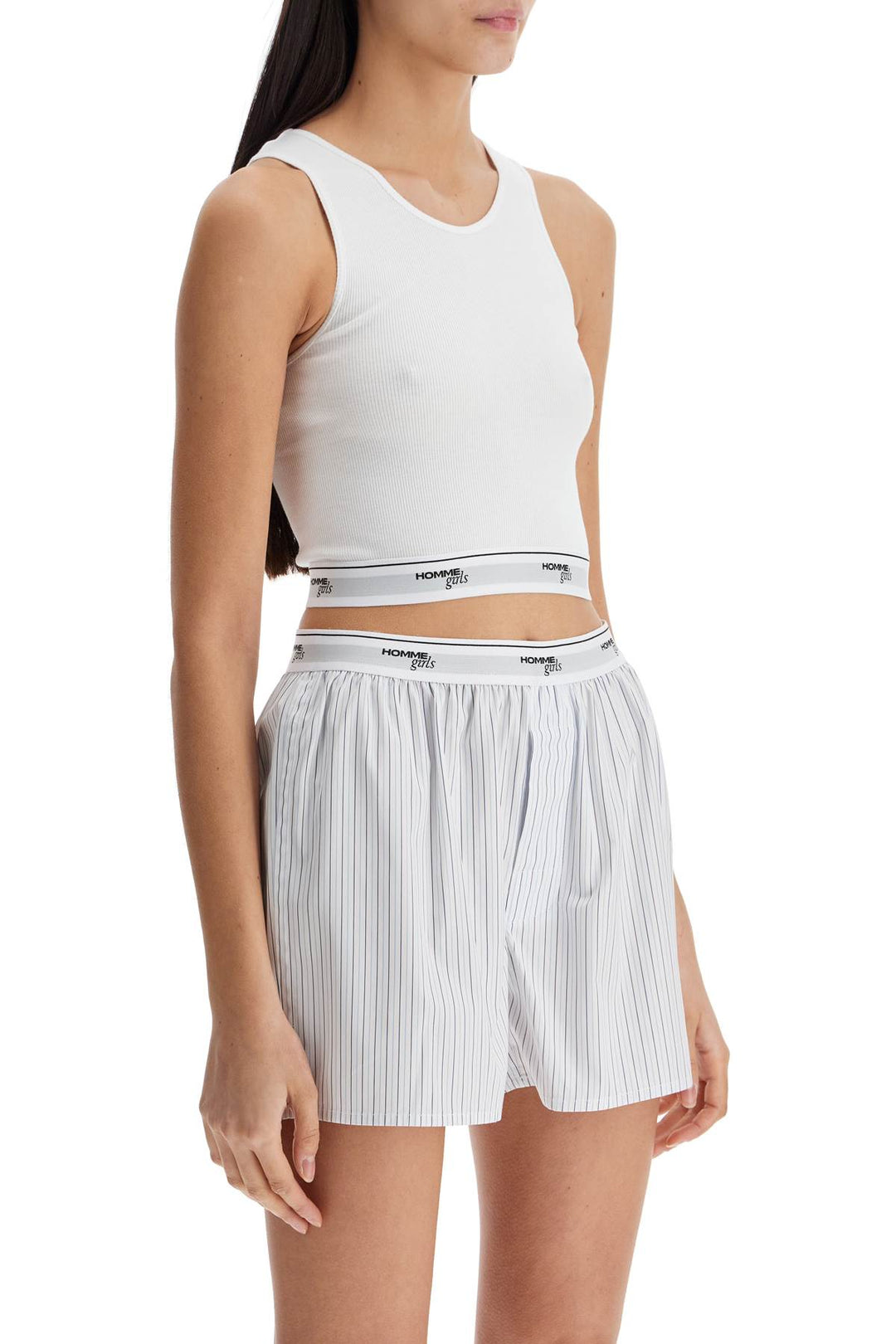 White Cotton Sleeveless Crop Top