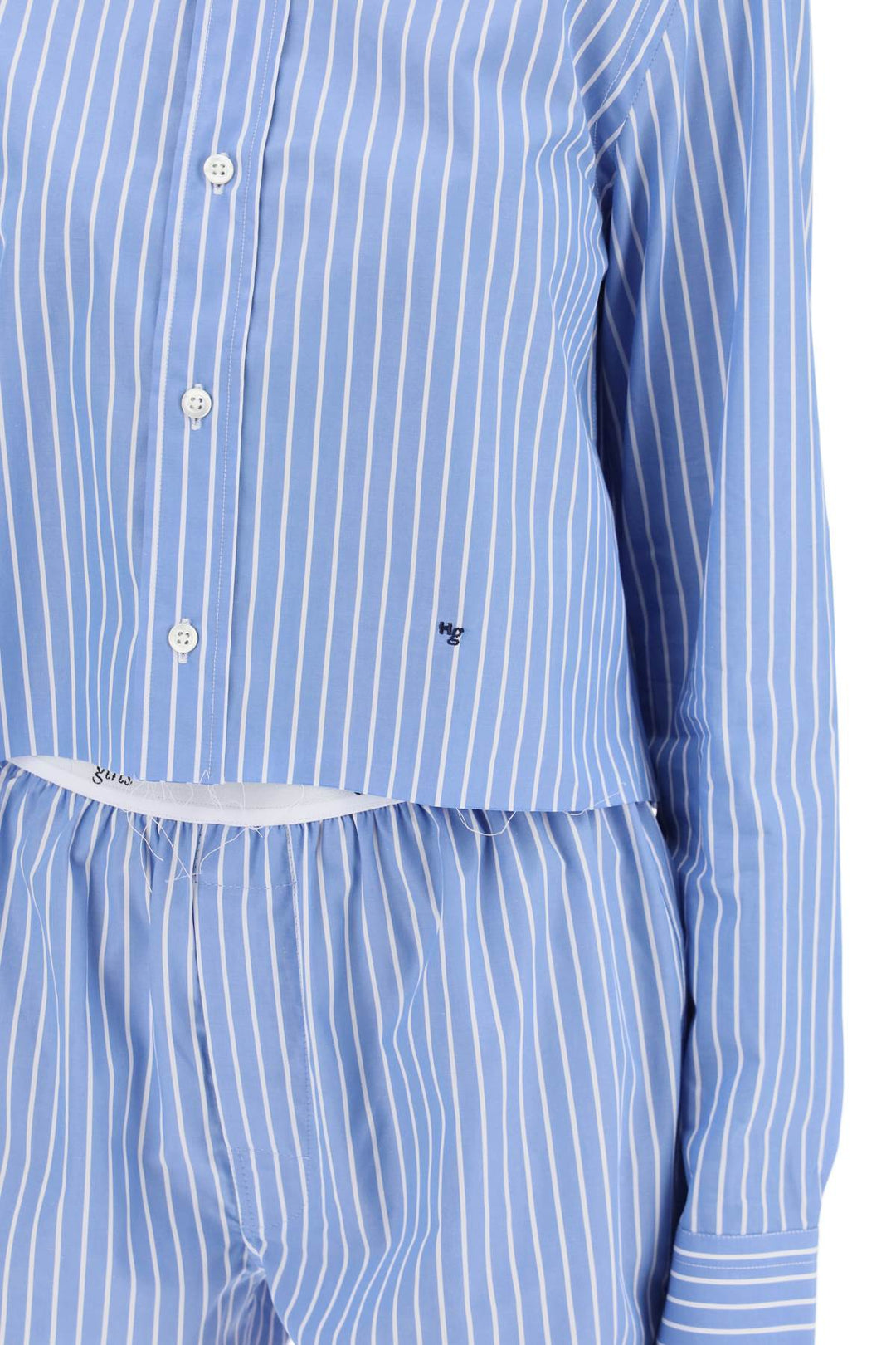 Cropped Striped Poplin Shirt