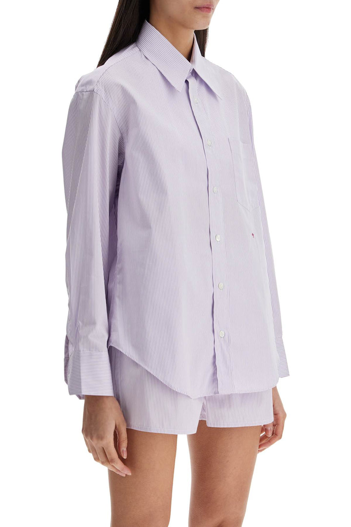 Purple Striped Cotton Women's Shirt