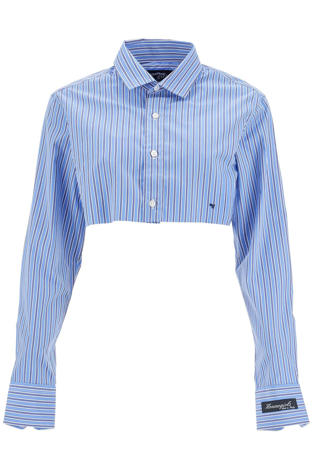 Super Cropped Blue Striped Cotton Shirt