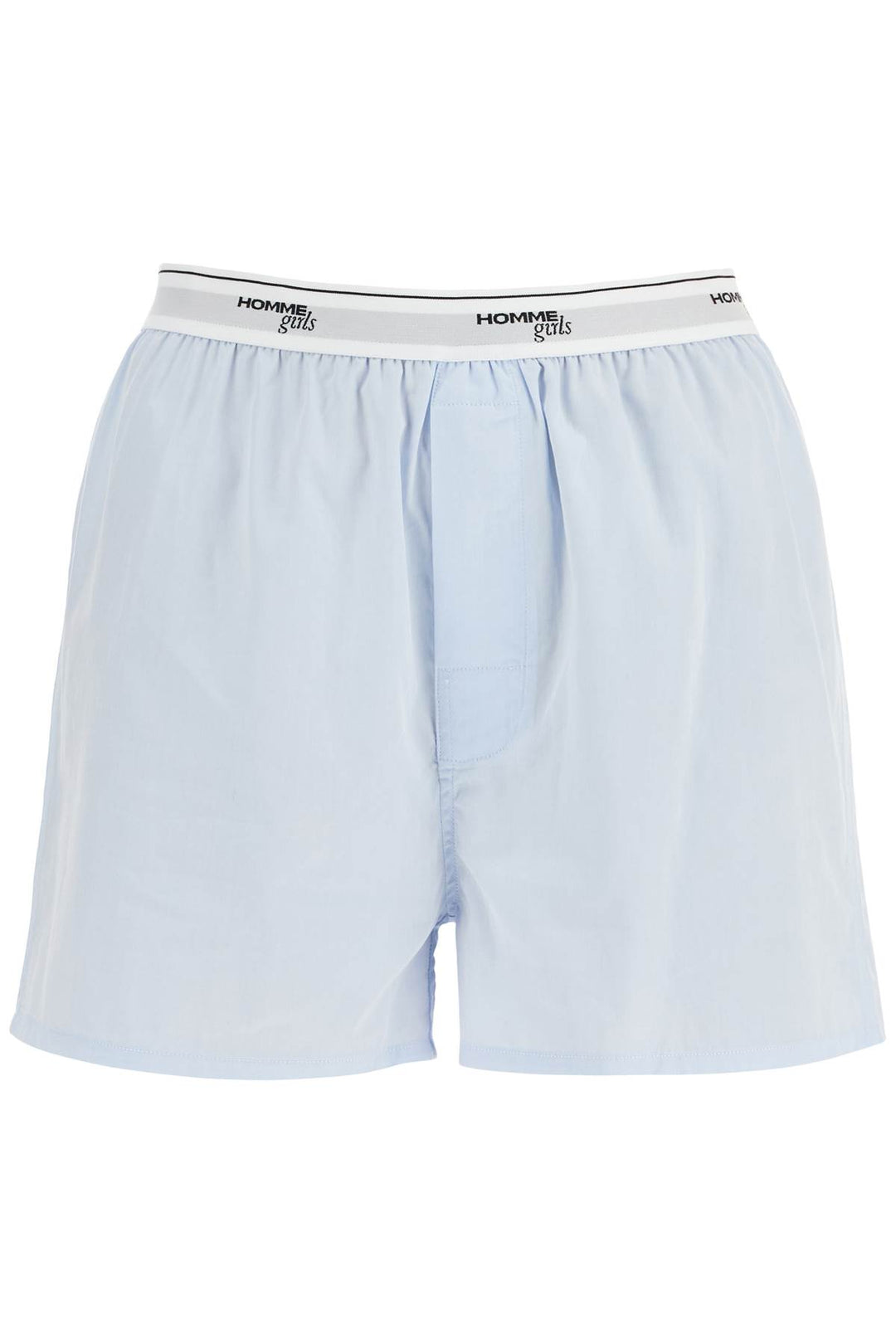 Light Blue High Waisted Cotton Boxer Shorts