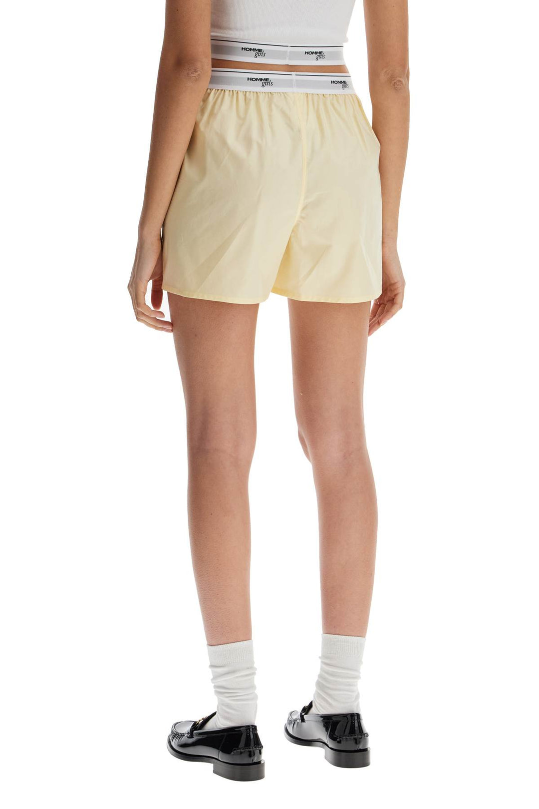 High Waisted Pale Yellow Cotton Boxer