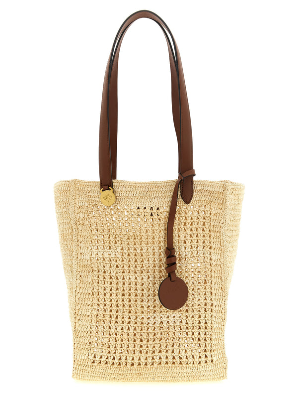 Small Crochet Shopping Bag Tote Bag Beige