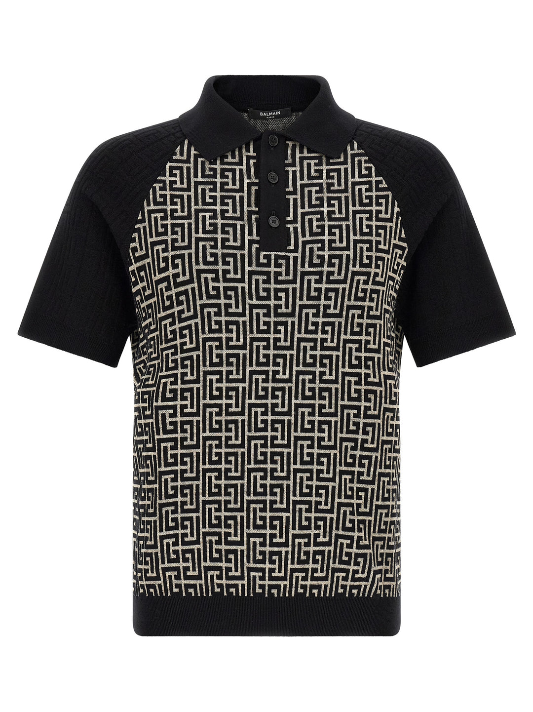 Balmain Pb Monogram Polo - White/Black | bef9685b1b5c4235fa0221580beeaff80e18449b