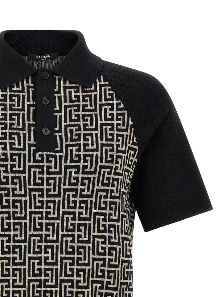 Balmain Pb Monogram Polo - White/Black | d13b1c0d9b12a37fbd7c0f708488201c7de3d333