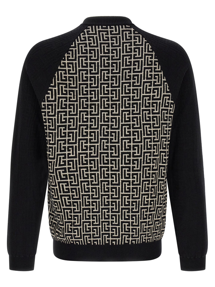 Balmain Pb Monogram Mesh Sweaters and Cardigans - White/Black | 0745b0f92c5728c9c4d4b43f98f9f4be553600e0
