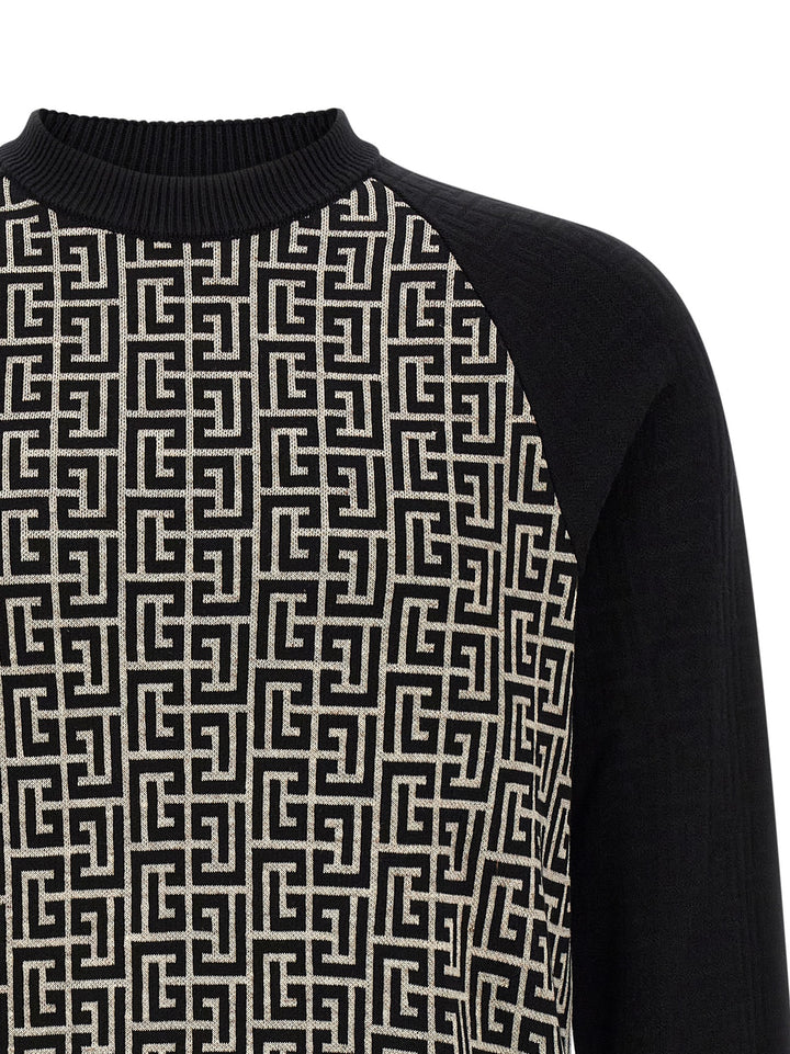 Balmain Pb Monogram Mesh Sweaters and Cardigans - White/Black | c305a3f3b035b460d06ffbd1fc19e22214a0e698