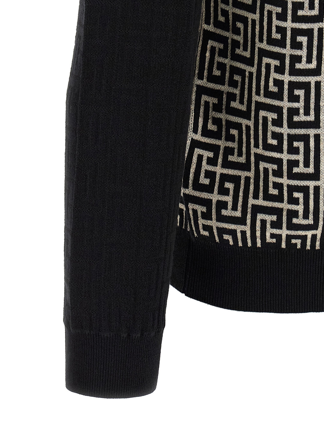 Balmain Pb Monogram Mesh Sweaters and Cardigans - White/Black | 4c3c0092d99b215cf340a7a73cf778c2477ed7a6