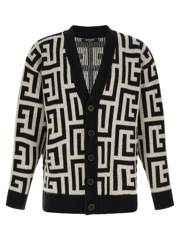 Monogram Macro Cardigan Sweaters And Cardigans White/Black