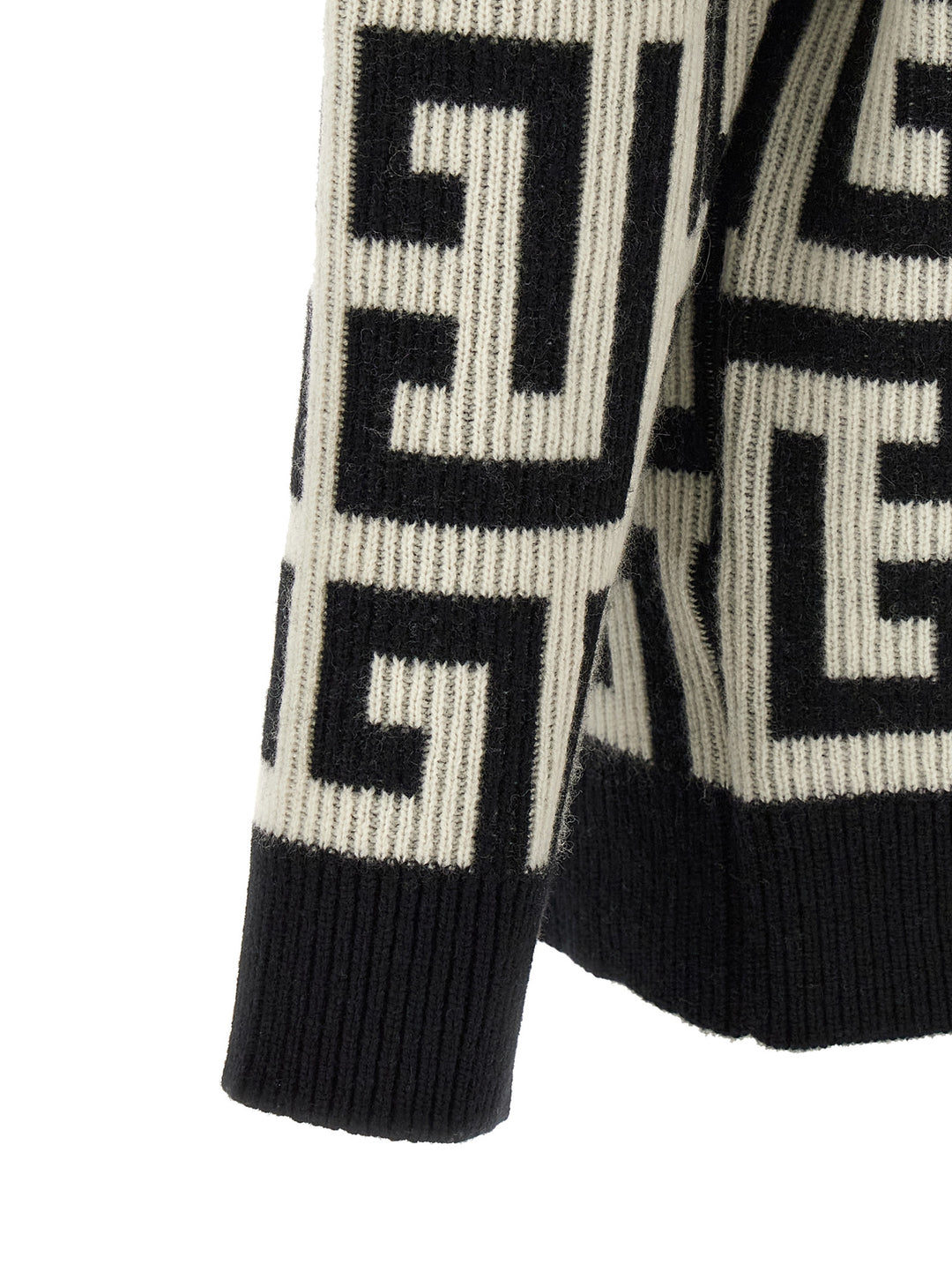 Balmain Monogram Macro Cardigan Sweaters and Cardigans - White/Black | 2294ef0dd05c03bfda683038a7e21b6613660856