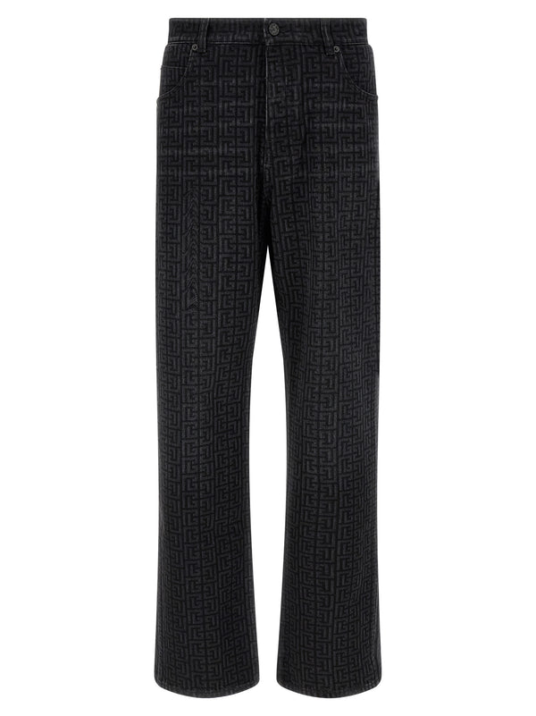 Monogram Pattern Jeans Black