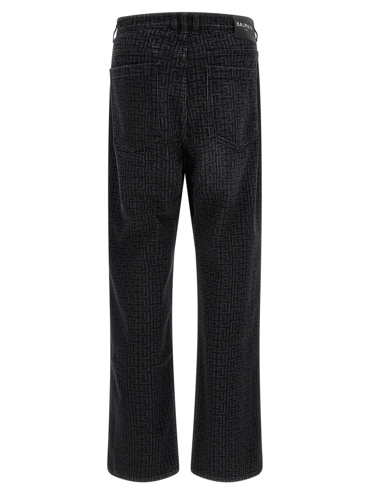 Balmain Monogram Pattern Jeans - Black | 86df3af61d8c774f73df12ea77dc40f44583df7a