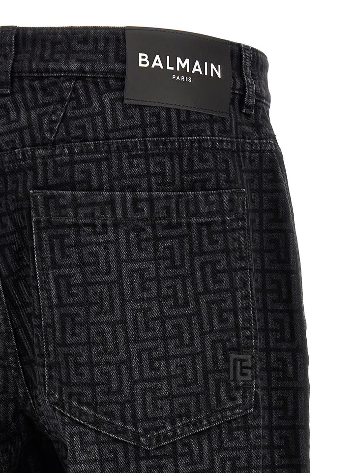 Balmain Monogram Pattern Jeans - Black | 3b446ae75ed3f791cf0a63f136aeba9598e0c013